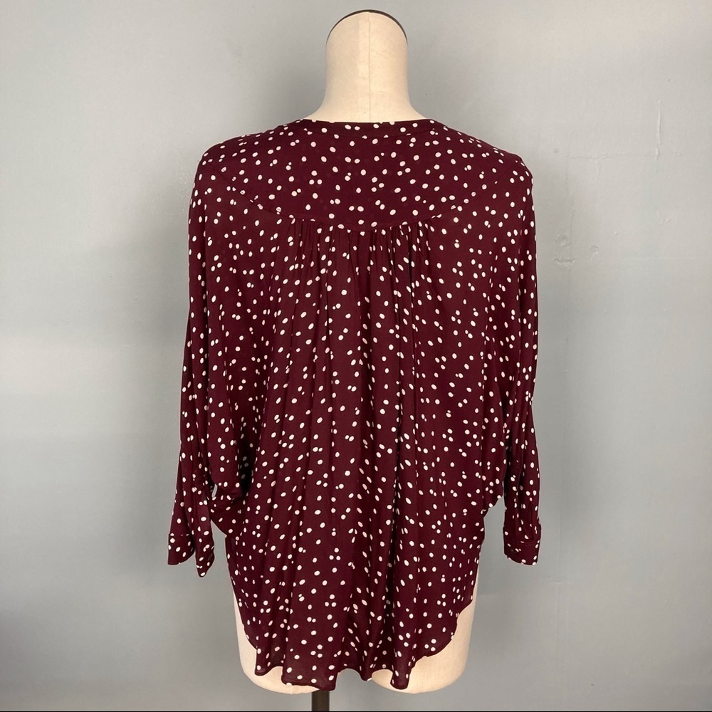 anthropologie Maeve Maroon Linden Polka Dot Blouse - Picture 9 of 15